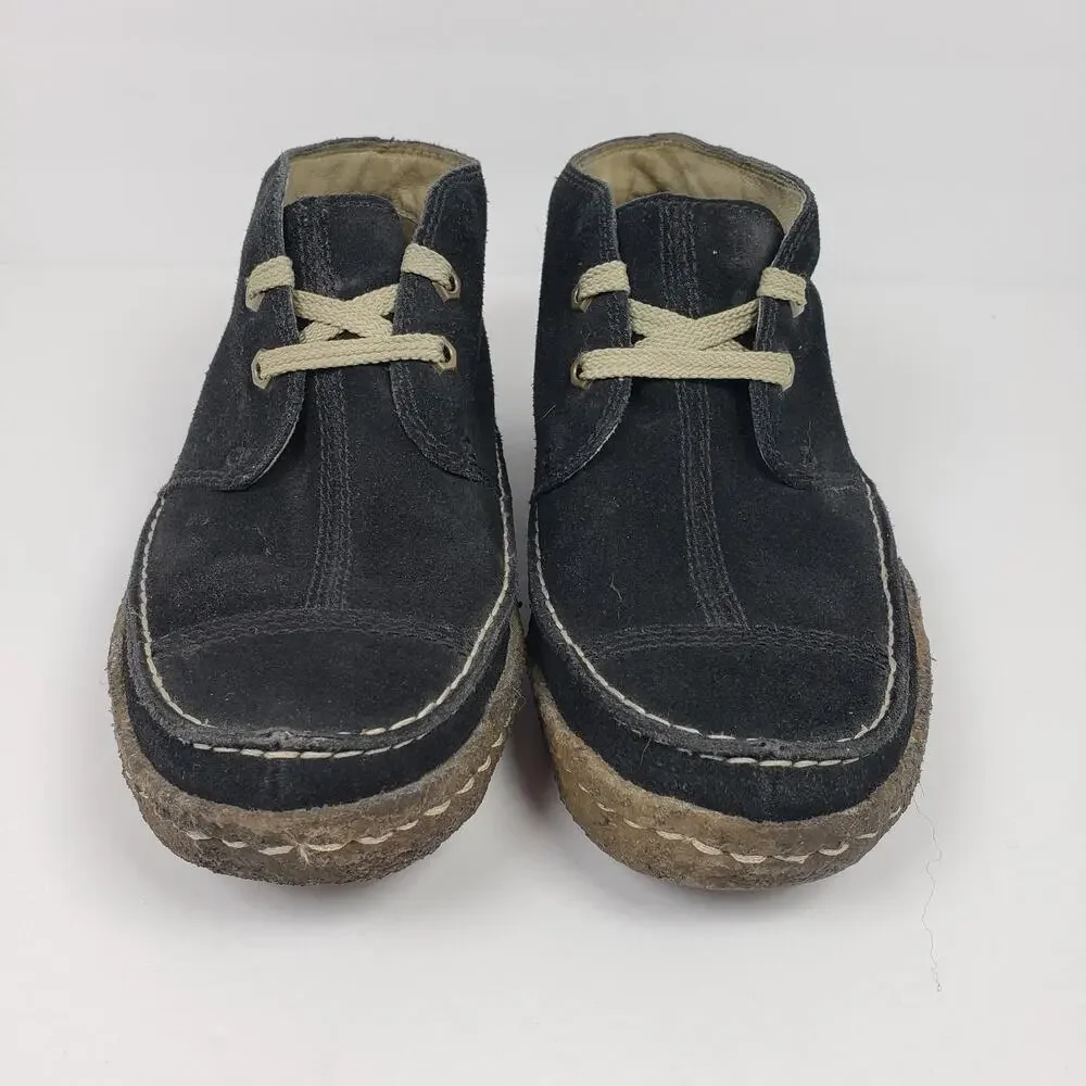 Simple Waldo Mens Sz 7 Womens Sz 9 Black Suede Lace Chukka Bootie Shoes